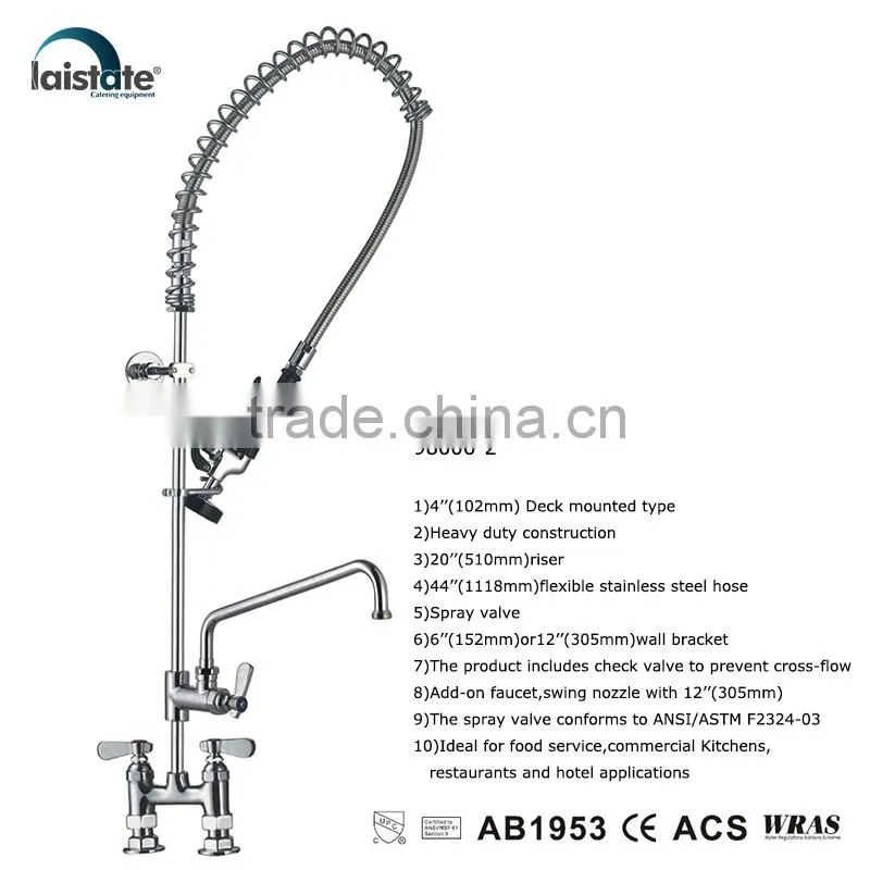 Commercial Kitchen 4''(102) Center Deck Mounted Pre-Rinse Unit With Add On Faucet (98006-2)