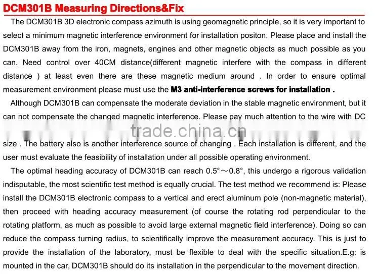 3D electronic compass inclinometer heading sensor digital compass