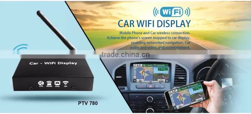 High quality wifi display for navigator use wireless screen mirroring phone's content to car DVD support Android IOS 9 airplay