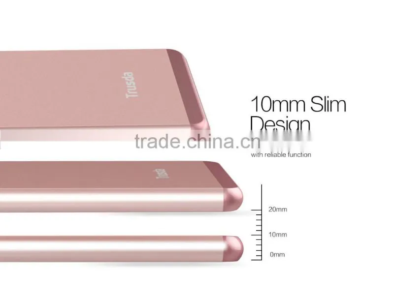 2016 newest design slim USB Type-C 10000mah portable power bank