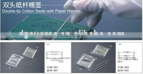 Double-tip Cotton Swab with Paper Handle for disposable usage
