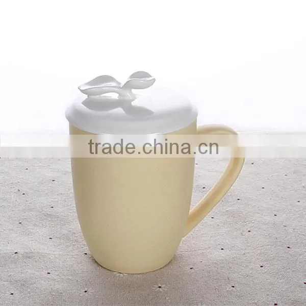 400ml 14oz ceramic coffee mug with lid solid color tea cup with cover solid color Factory directly sale
