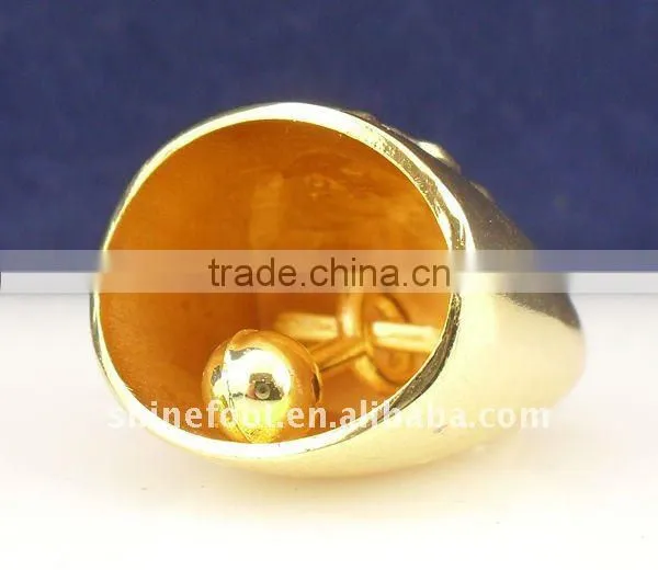 (A244) gold plated keyring bell with leather strap for promotional A2-142