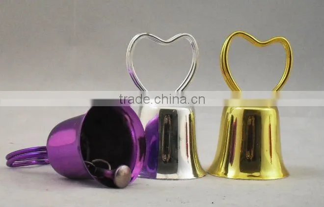 2''small metal cow bell A5-H01,hand bell with heart-shaped handle for alert (E375)
