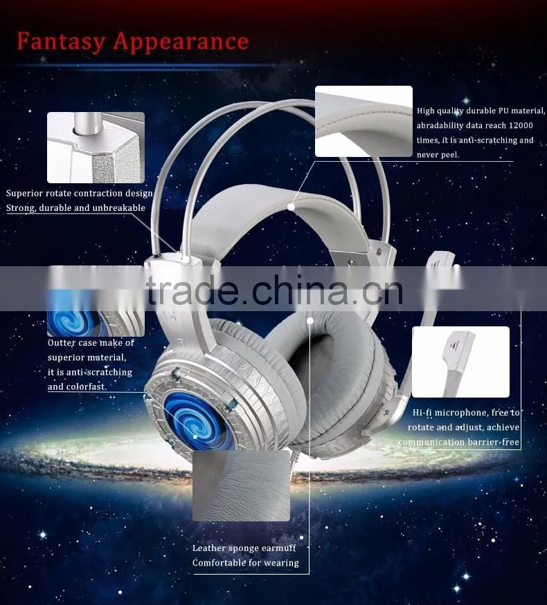 BENWIS H200 gaming headset stereo surround sound usb pc computer vibration game headset with microphone voice control led light