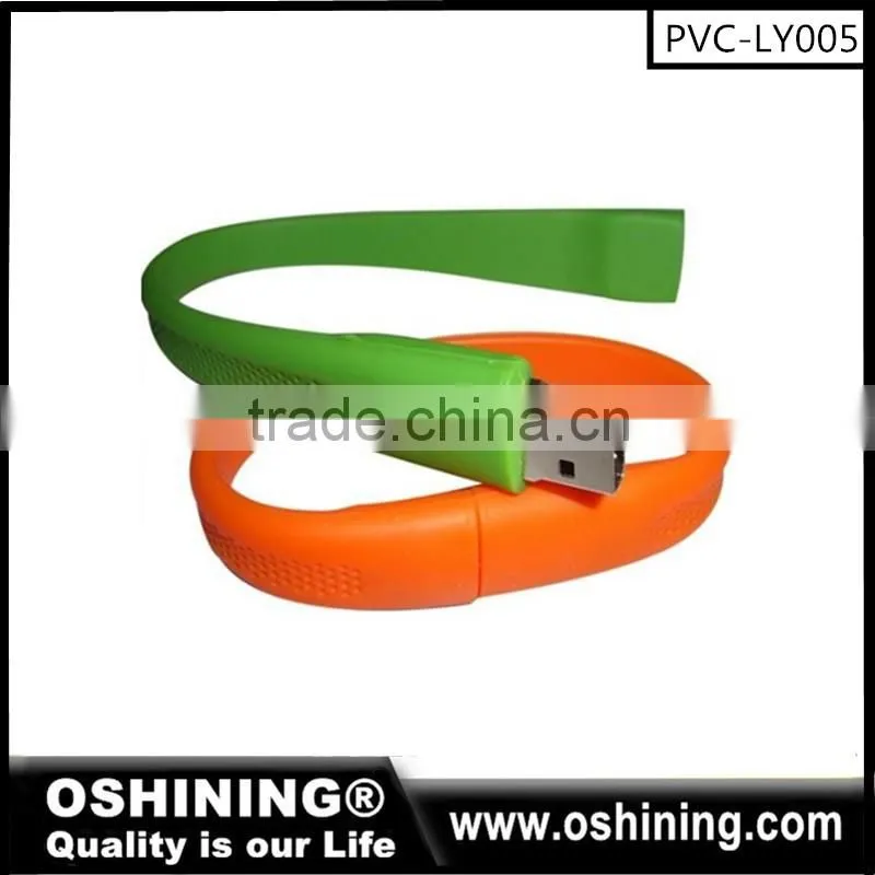 Free LOGO USB 2.0 bracelet silicone real capacity usb stick cheap promotional(PVC-LY003)