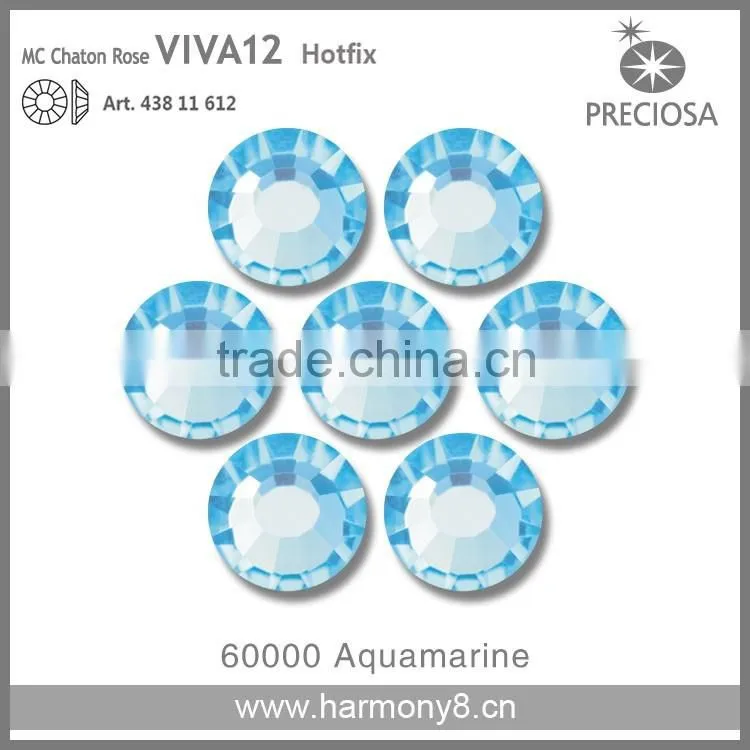 PRECIOSA Flat Back Hot Fix Rhinestones, Aquamarine MC Chaton Rose VIVA12