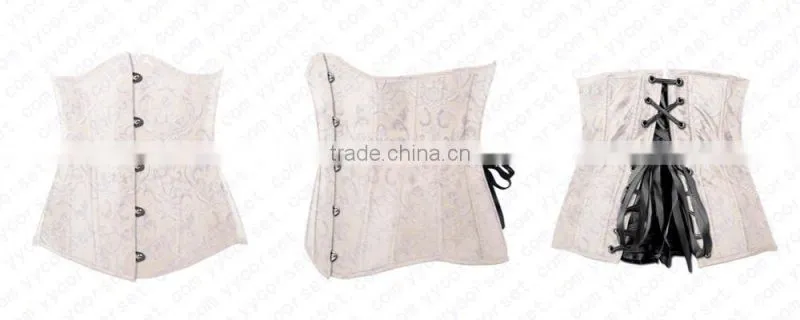Hot sale heavy brocade fabric full steel boned tight lacing back support corset