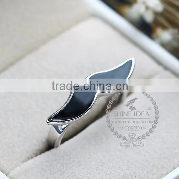 925 solid sterling silver glue black mustache adjustable ring fashion women jewelry 6260561