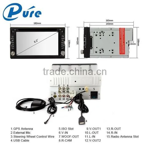 6.2 Inch WinCE 6.0 Car Radio GPS Car DVD Bluetooth Player with 800*480 Pixels/256M RAM