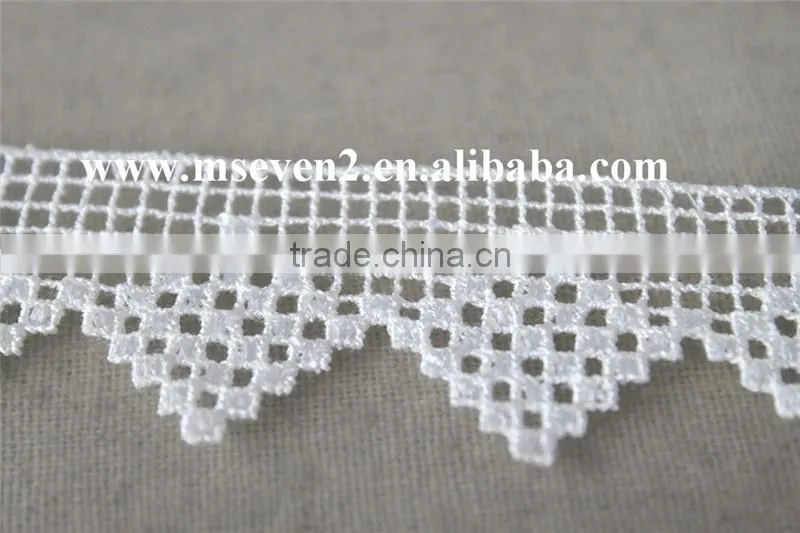 nice design chemical lace trim white 100% polyester water soluable lace guipure trim lace for ladies
