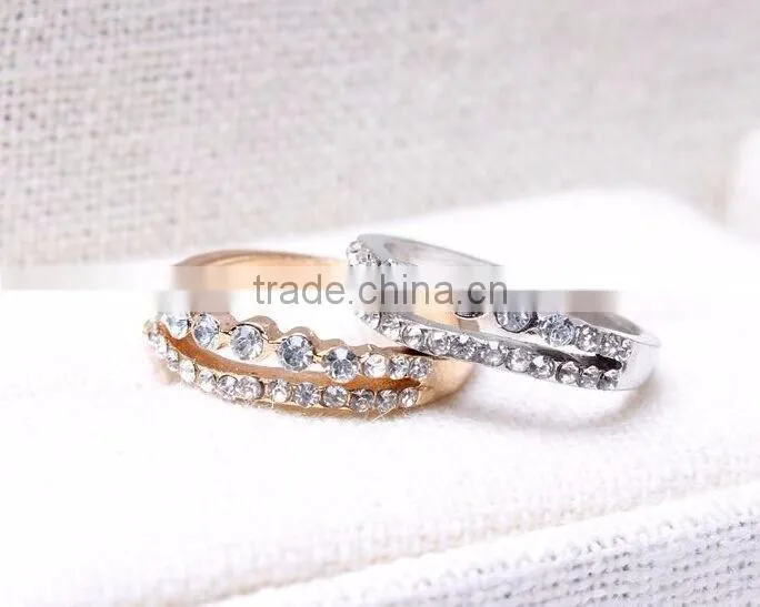 double coulour all crystal alloy little finger rings