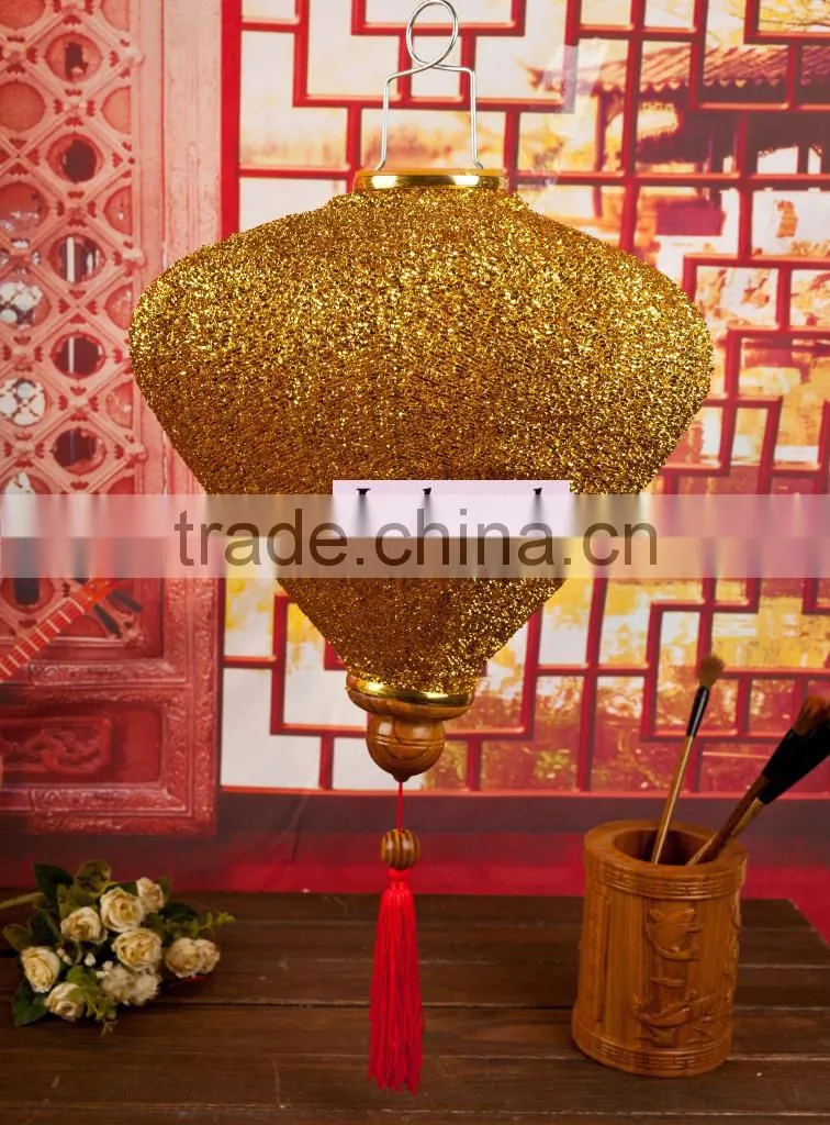 hot sale hanging 12inch gold vietnamese lantern for decoration