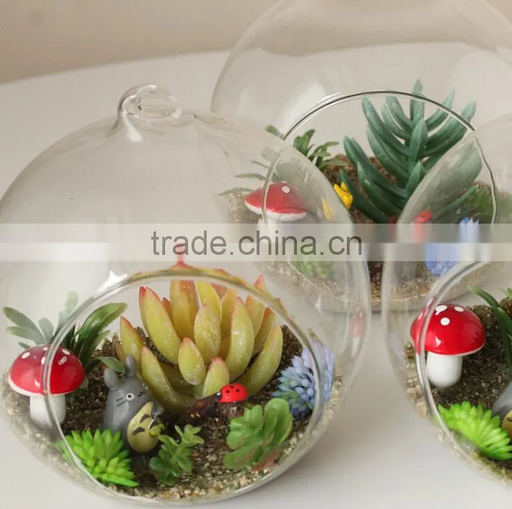 artificial terrarium plants in hollow glass ball with Cartoon characters for Christmas and home decoration