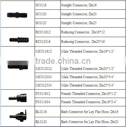 Plastic Drip Irrigation Hoses Connector Fittings