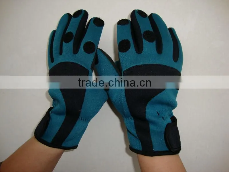 Neoprene foldback fingerless gloves/ slit finger fishing gloves