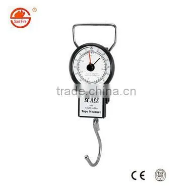 promotional print logo hanging spring luggage scale with 1m tape measure