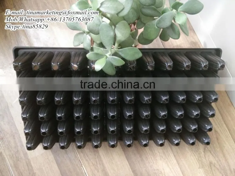 90mm Deep 72 Cells Black PS Plastic Plug Forest Nursery Seedling Planting Tray Multiple use