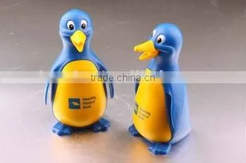 Plastic penguin shape coin saving bank