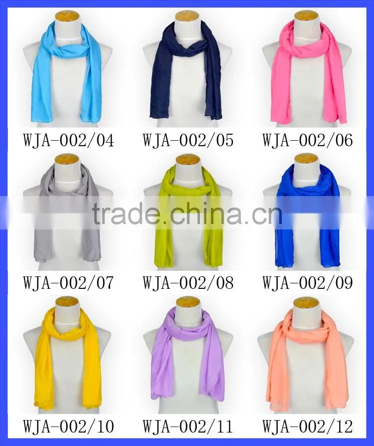 Many Colors Fashion Solid Polyester Long Scarf Women Shawl Scarf