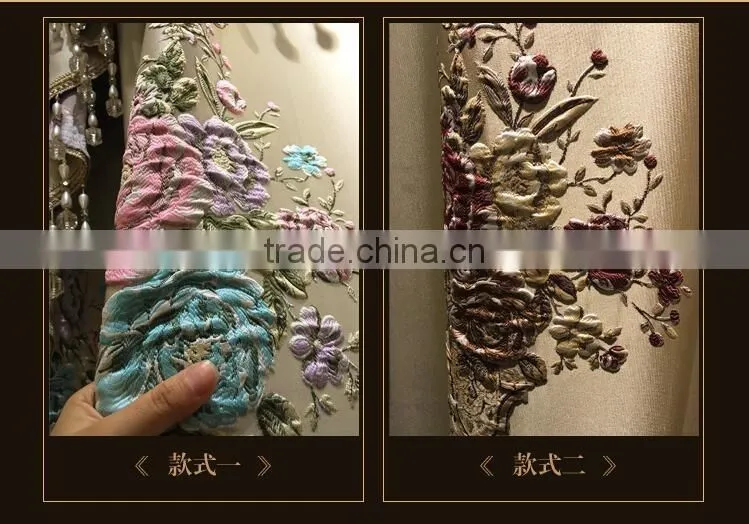 M-865 Luxury European style living room bedroom beige curtains shade American luxury jacquard curtains
