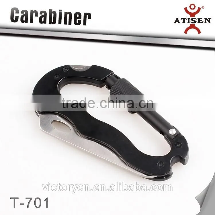 Multi Functions Climbing Carabiner With Hiking Knife And Screwdriver Outdoor Tool