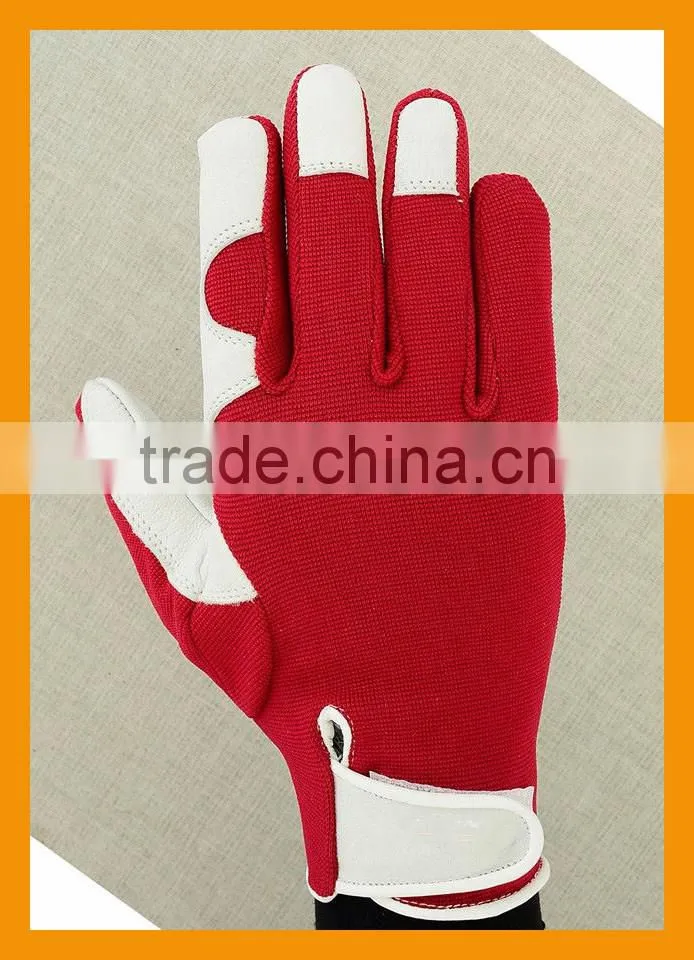 Wholesale Red Ladies Garden Pig Leather Gloves