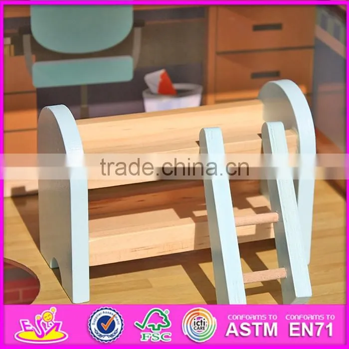 2016 Hot sale baby wooden model doll house,pretend toy kids wooden model doll house W06A138