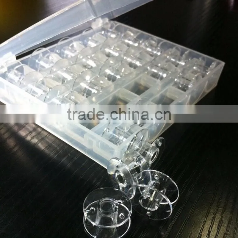 Clear Plastic 25pcs Single Bobbin Sewing Machine Spools With Thread Storage Box For Home Sewing