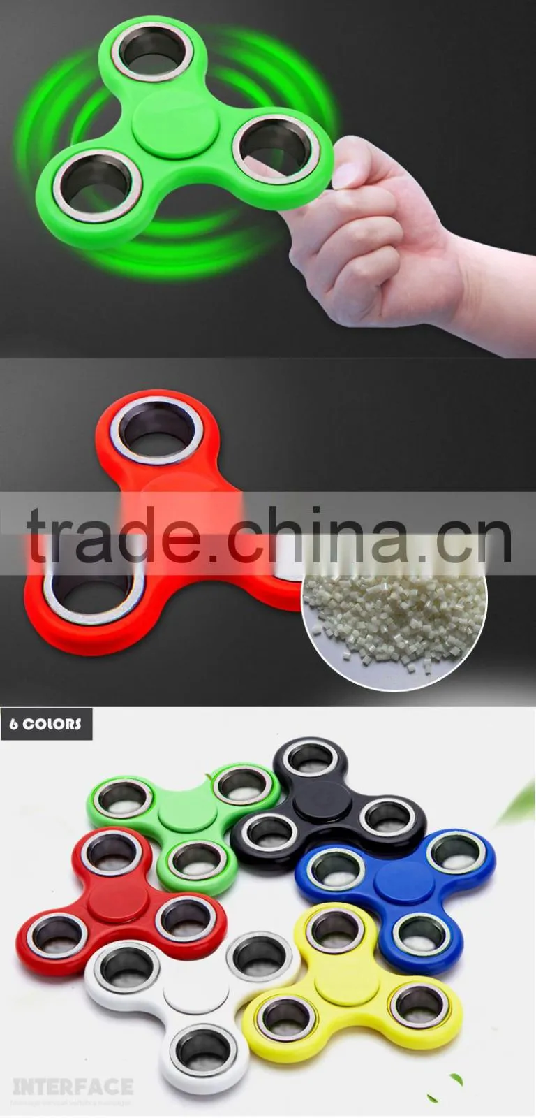 Fidget spinner Toy plastic ABS Aluminum Copper Hand Spinner with 608 ceramic ball bearing