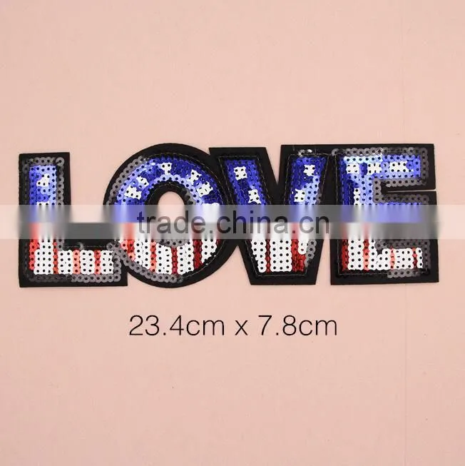 2017 hot sales letter sequins patch applique embroidery