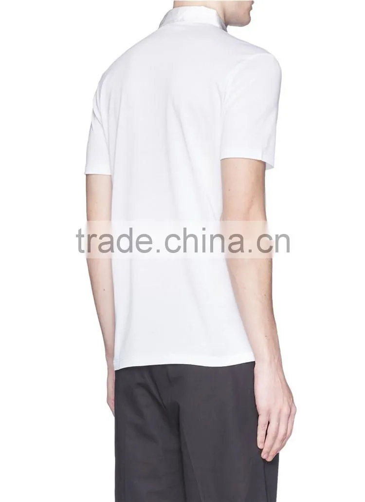 Mens formal plain white polo shirt with ribbon collar men shirt polo