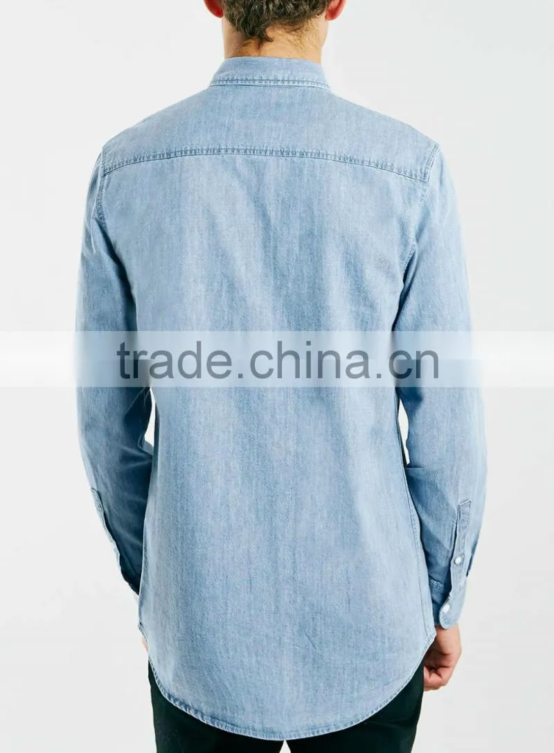 man jean solid color shirt slim fit shirt