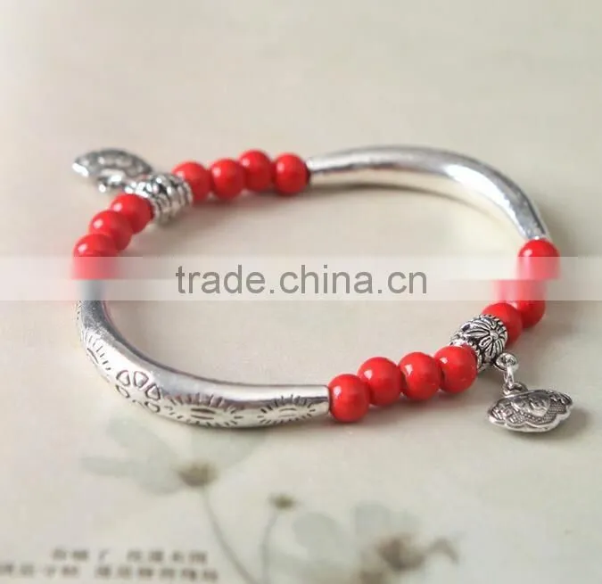 F20028N Wholesale Women Bracelet Natural Stone Beaded Custom Bracelets silver hand chains