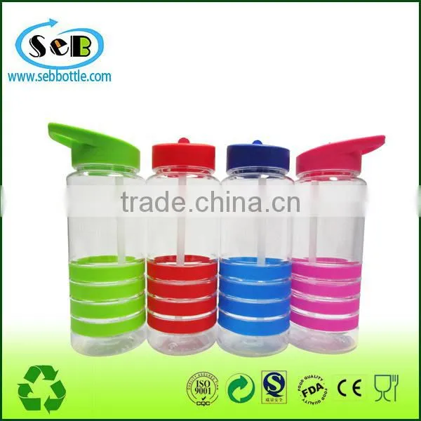 BPA free plastic water bottles with silicone sleeve, plastic water bottle with silicone ring