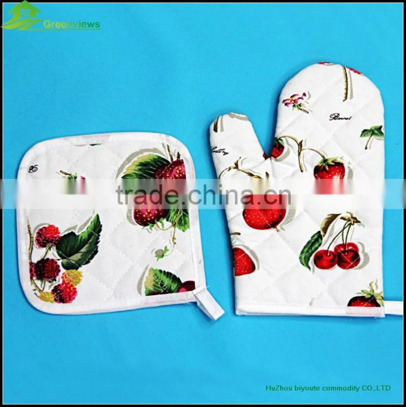 2pc kitchen set oven glove pot holder cotton printed oven mitt and pot holder set for kitchen