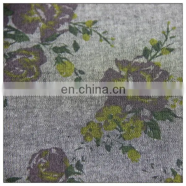 100 cotton denim fabric/floral pattern design printed