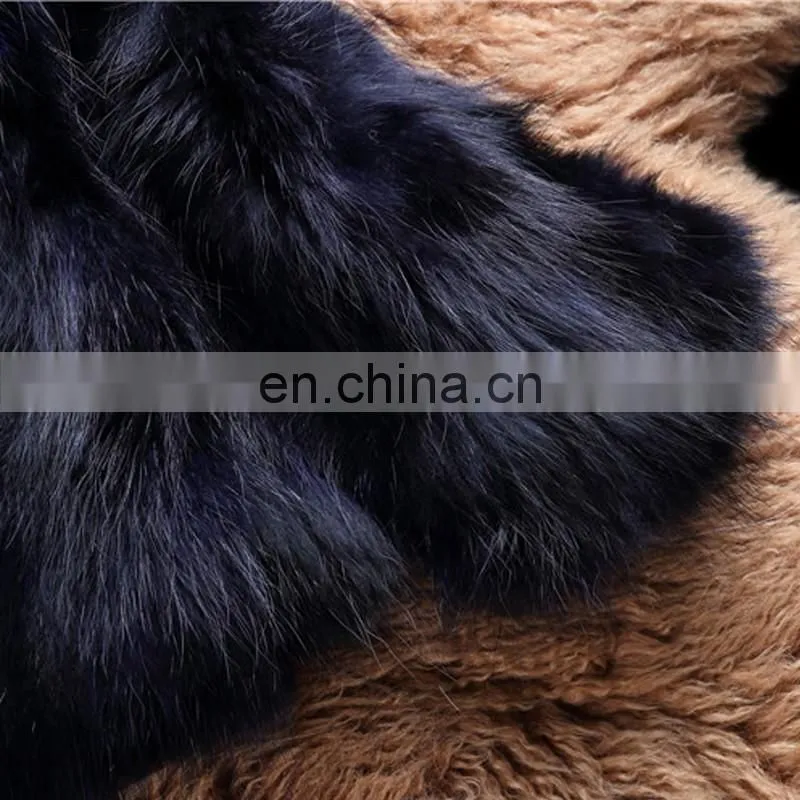 Navy color genuine fur outer garment winter raccoon fur outer wear