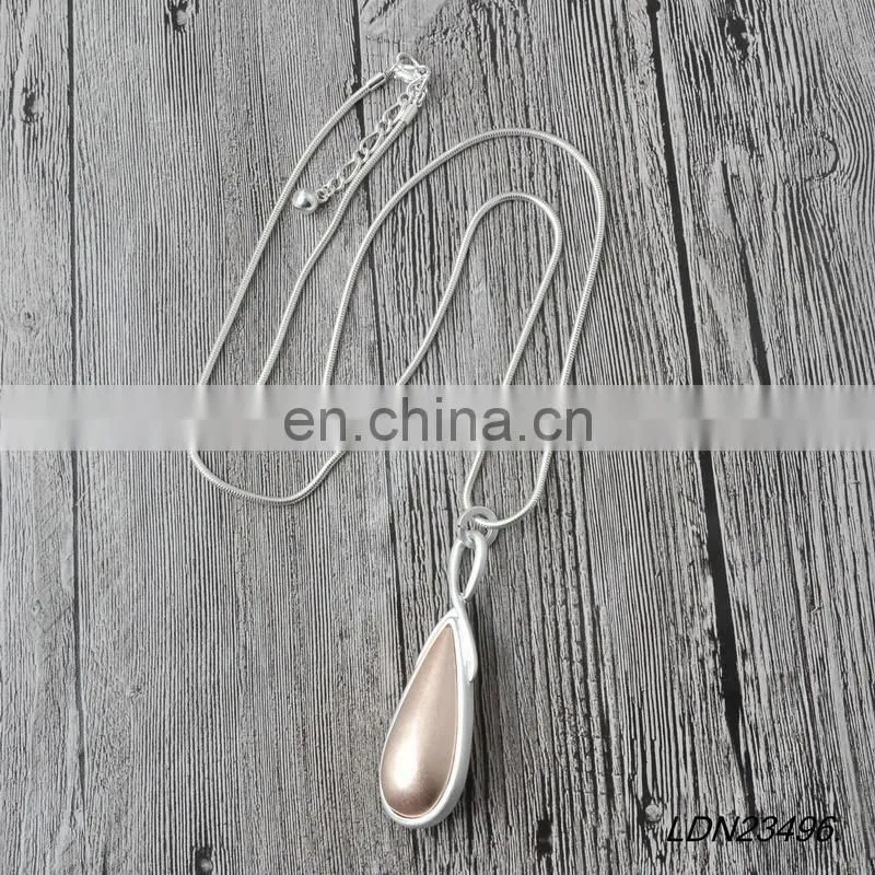 Mixed Color Metal Necklace Teardrop Pendant