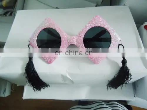 Pink lady funny party sunglasses with tassels