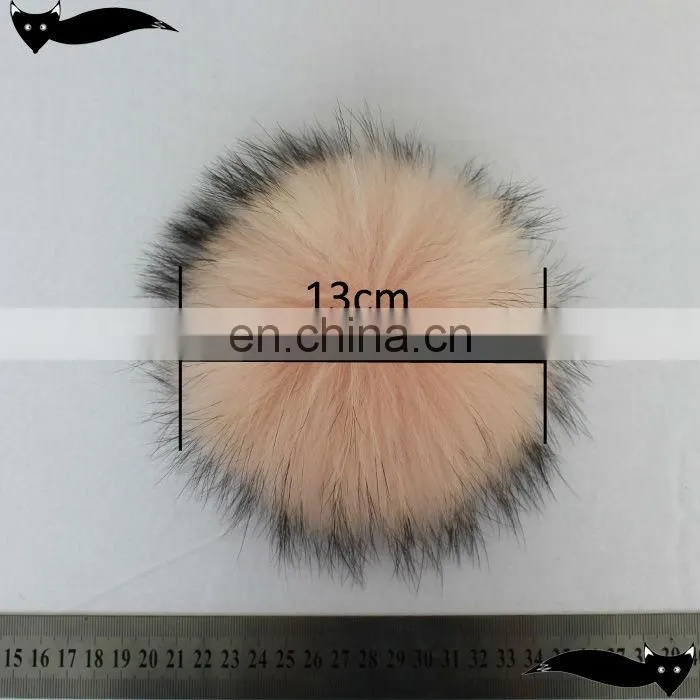 Genuine chintz rose 13cm raccoon fur pom poms