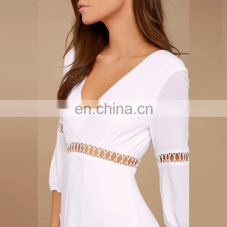 Hot sale three quarter sleeve fit nd flare skater dress fancy woman dress