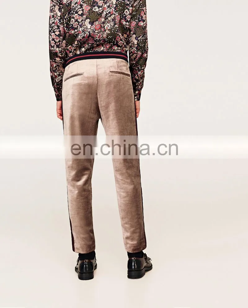 Wholesale Dongguan Custom Man Casual Velvet Trousers With Side Stripes