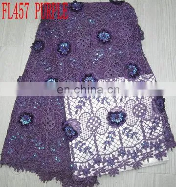 high quality african french lace/organza lace/sequin lace (FL457)