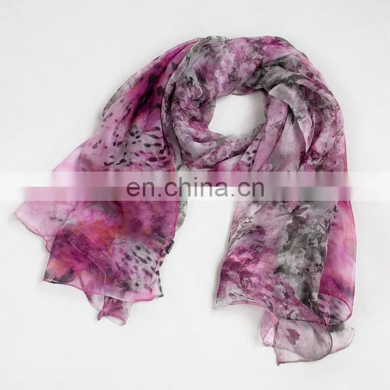 Environmental printing scarves women's flowers shawl Deep purple