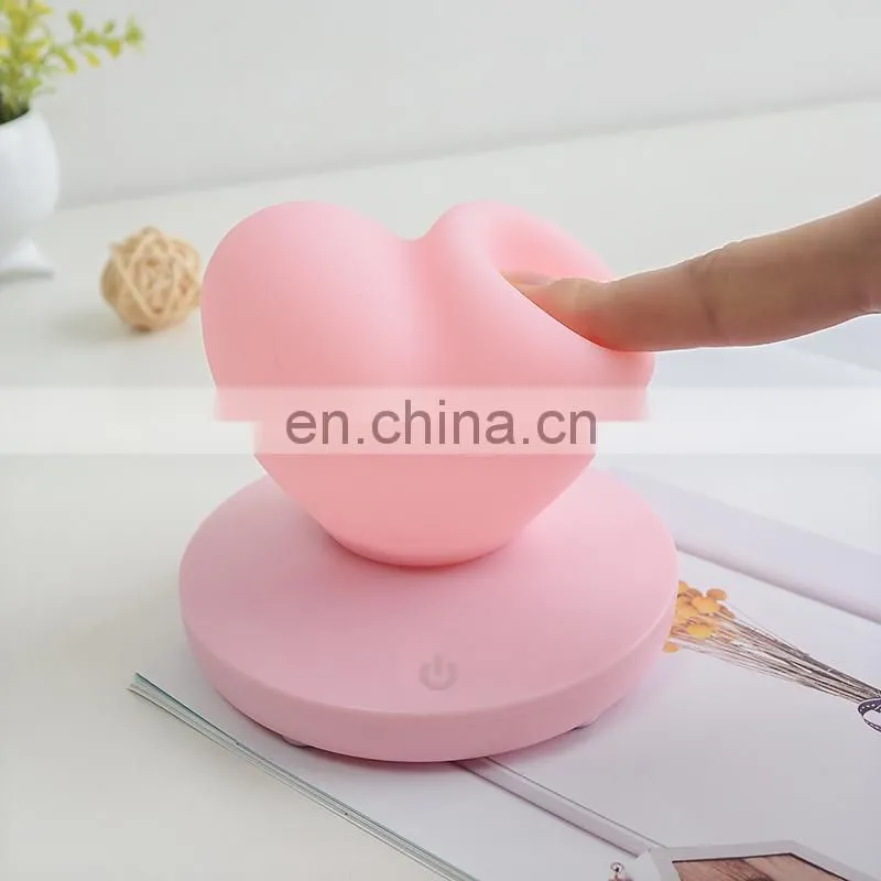 Amazon hot sale silicone heart shape led romantic atmosphere lamp for gift