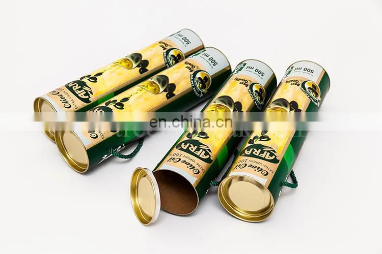 Cylinder Paper Cardboard Box Olive Oil Packaging with Handle