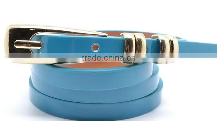 Fashion shiny PU thin belt for lady's wear
