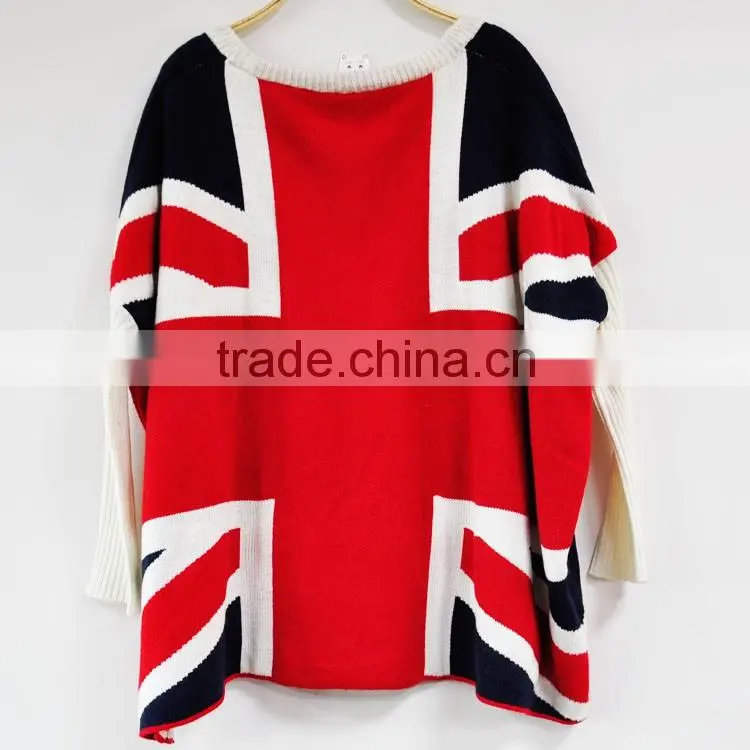 UK flag design woolen sweater designs for ladies