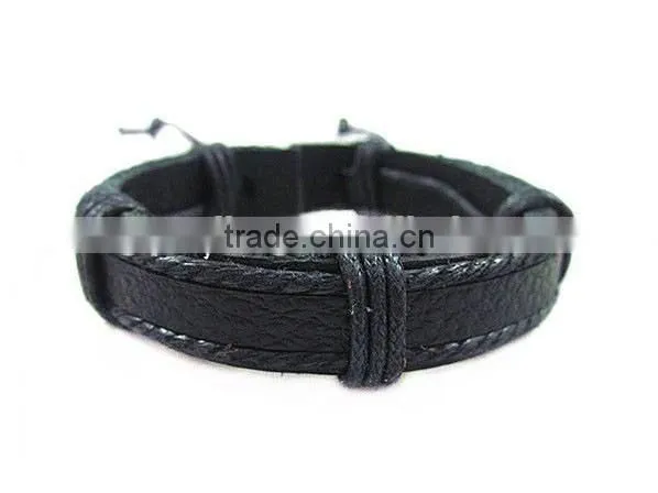 handmade cowhide leather men wrap slider charm bracelet bangle for gifts